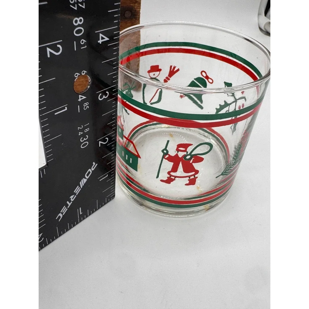Vintage Nadir Figueiredo Brazil Christmas Rocks Glasses Set of 5 Moose Santa Red